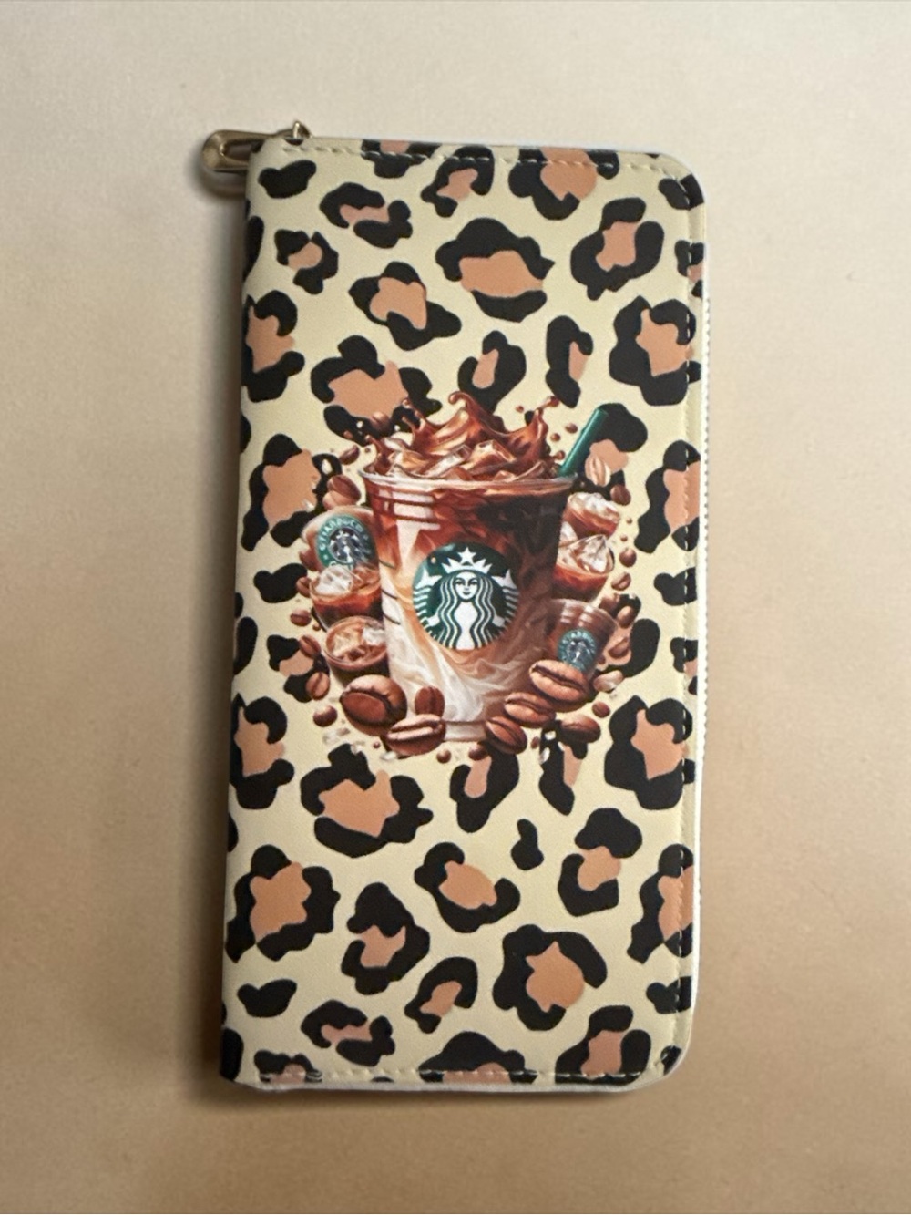 SB Leopard Print Zip Wallet Case - Cream, Black, Brown